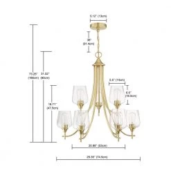 9-Light Shaded Tiered Aged Brass Chandelier with Clear Glass Shade by Pia Ricco -KINWELL shop aged brass pia ricco chandeliers 1jay 51949bb 76 1000