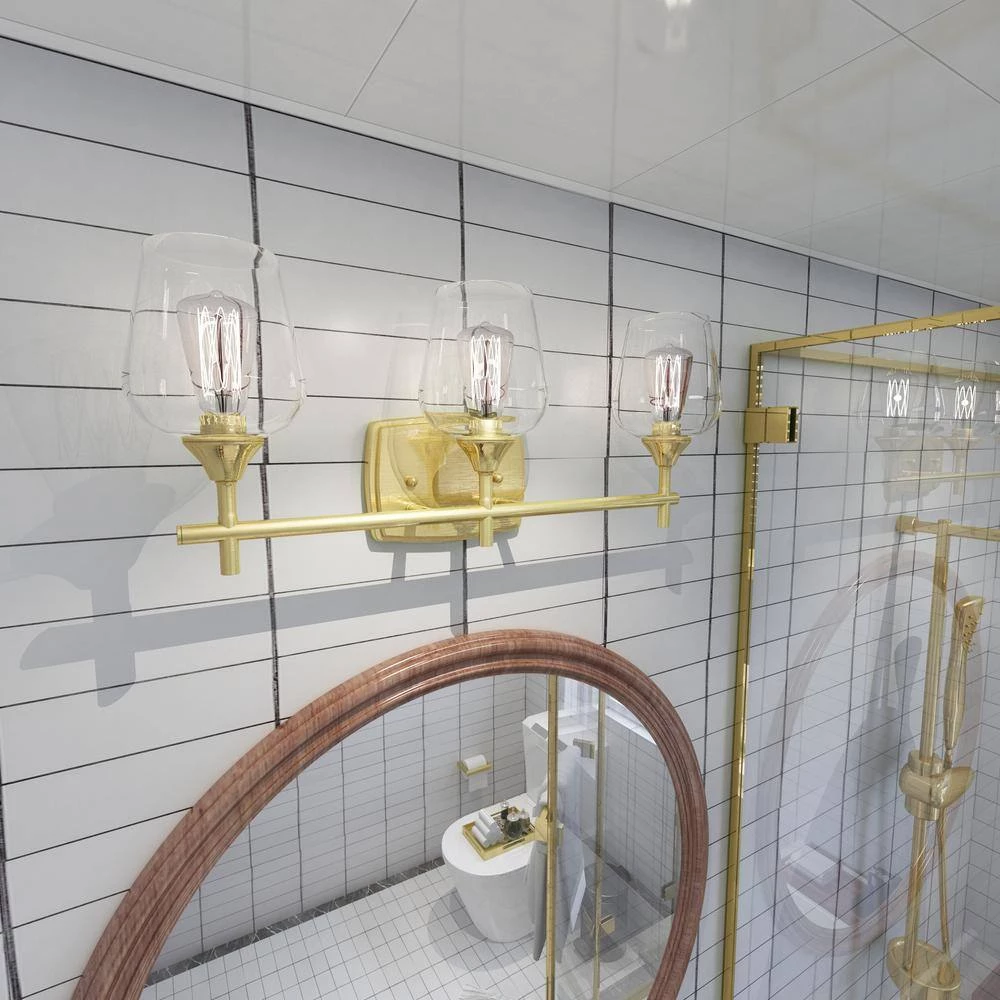 3-Light Aged Brass Bathroom Vanity Light by Pia Ricco 11 3-Light Aged Brass Bathroom Vanity Light by Pia Ricco - Image 9