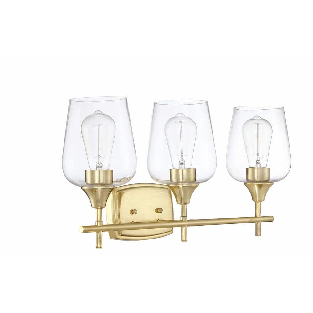 3-Light Aged Brass Bathroom Vanity Light by Pia Ricco 6 3-Light Aged Brass Bathroom Vanity Light by Pia Ricco - Image 4