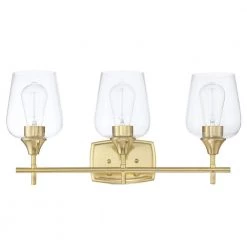 3-Light Aged Brass Bathroom Vanity Light by Pia Ricco