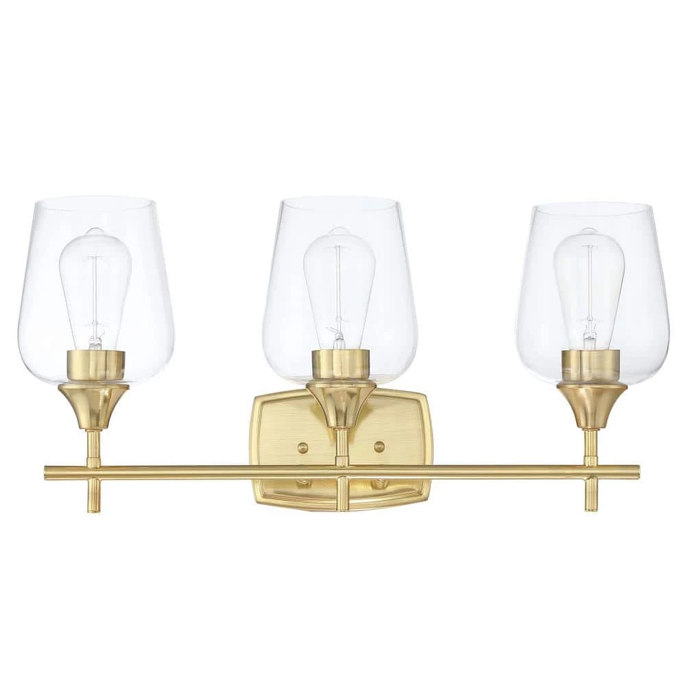 3-Light Aged Brass Bathroom Vanity Light by Pia Ricco 3 3-Light Aged Brass Bathroom Vanity Light by Pia Ricco