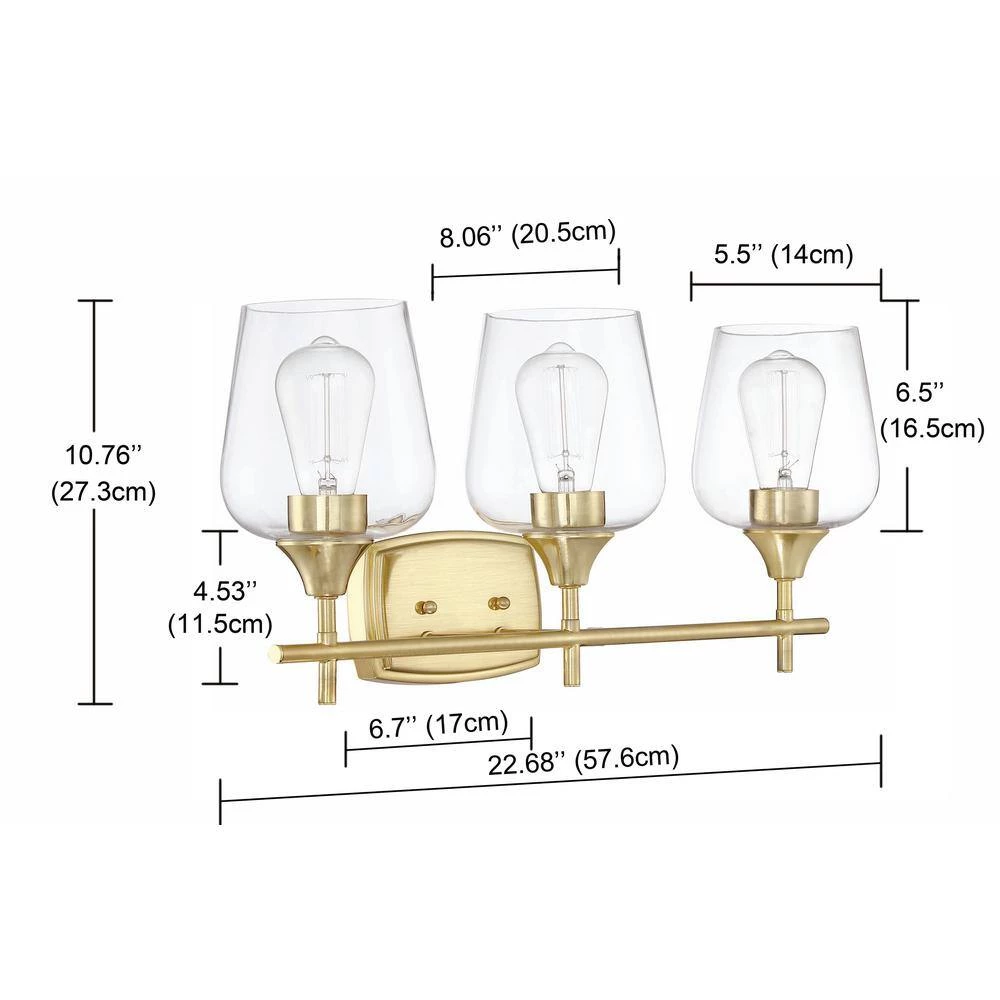 3-Light Aged Brass Bathroom Vanity Light by Pia Ricco 10 3-Light Aged Brass Bathroom Vanity Light by Pia Ricco - Image 8