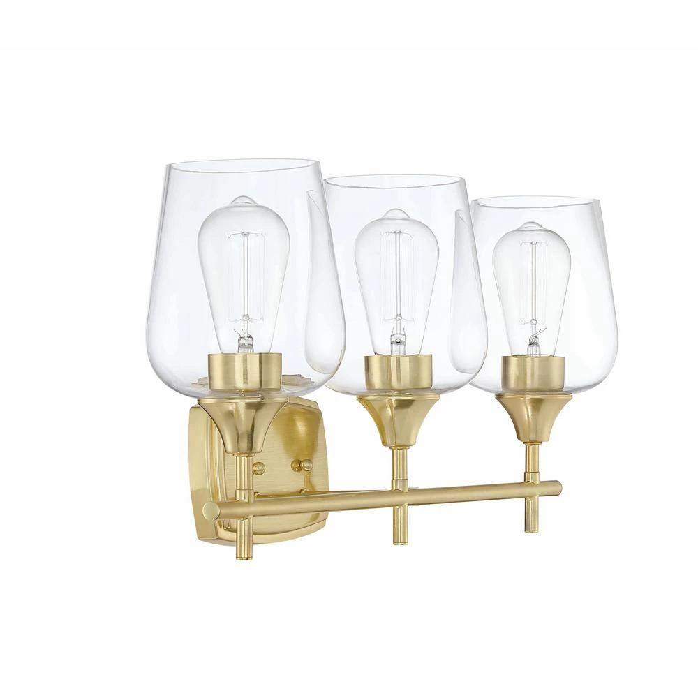 3-Light Aged Brass Bathroom Vanity Light by Pia Ricco 5 3-Light Aged Brass Bathroom Vanity Light by Pia Ricco - Image 3