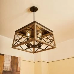 4-Light Lantern Anchor Grey Oak and Matte Black Finish Square Pendant by Pia Ricco -KINWELL shop anchor grey oak matte black pia ricco chandeliers 1jay 50154 31 1000