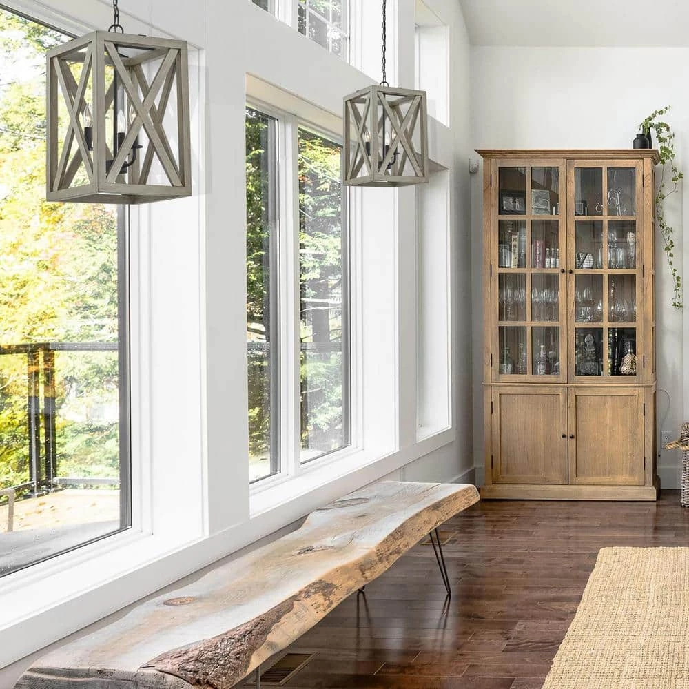 3-Light Anchor Grey Oak Matte Black Lantern Rectangle Chandelier by Pia Ricco 9 3-Light Anchor Grey Oak Matte Black Lantern Rectangle Chandelier by Pia Ricco - Image 7