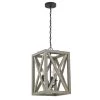 3-Light Anchor Grey Oak Matte Black Lantern Rectangle Chandelier by Pia Ricco