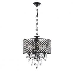 4-Light Crystal Drum Chandelier with Antique Bronze Shades for Dining Room Living Room Bedroom by KINWELL