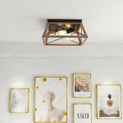 2-Light Farmhouse Barnwood and Matte Black Flush Mount Ceiling Light by Pia Ricco -KINWELL shop barnwood matte black pia ricco flush mount lights 1jay 70492 31 1000