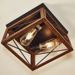 2-Light Farmhouse Barnwood and Matte Black Flush Mount Ceiling Light by Pia Ricco -KINWELL shop barnwood matte black pia ricco flush mount lights 1jay 70492 44 1000