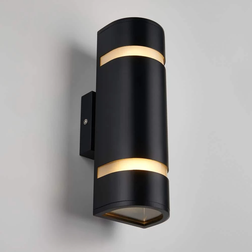 Q1 2-Light Cylinder Black Modern Hardwire Indoor/Outdoor Garage and Porch Light Wall Cylinder Sconce by Artika 10 Q1 2-Light Cylinder Black Modern Hardwire Indoor/Outdoor Garage and Porch Light Wall Cylinder Sconce by Artika - Image 8