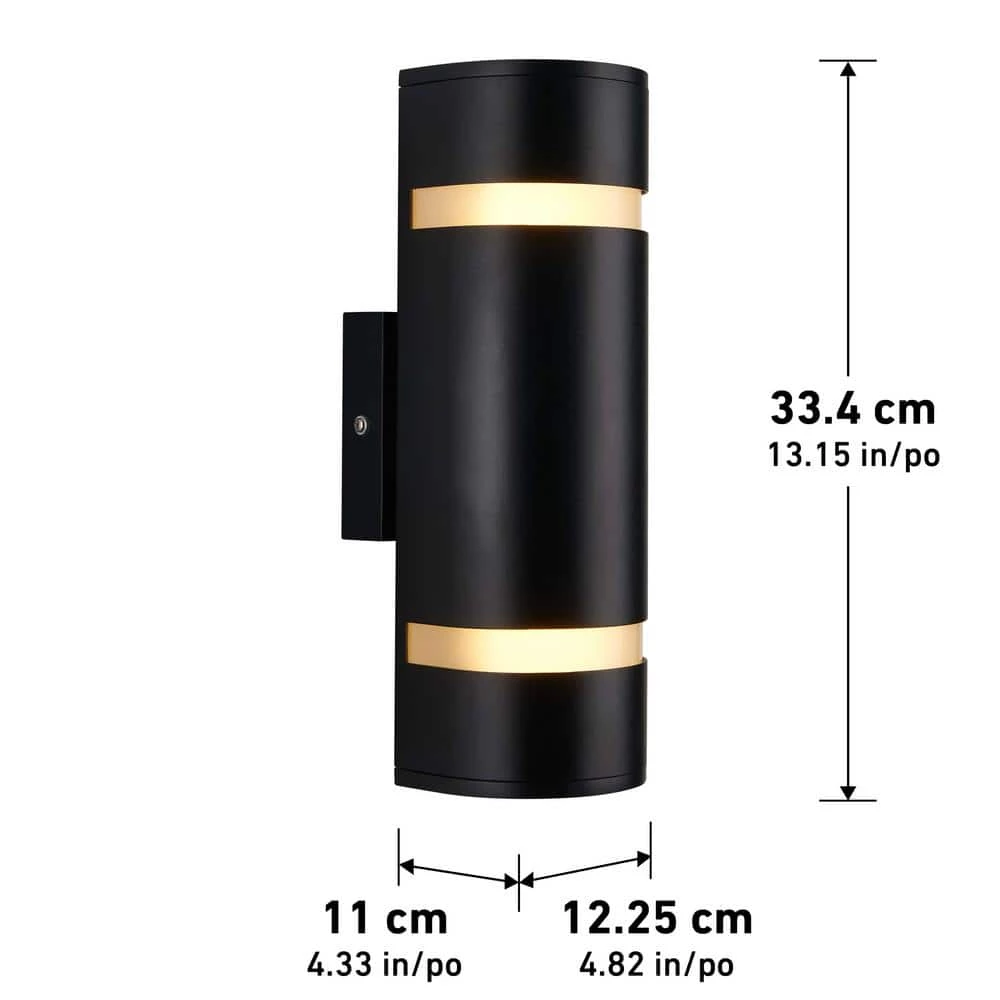 Q1 2-Light Cylinder Black Modern Hardwire Indoor/Outdoor Garage and Porch Light Wall Cylinder Sconce by Artika 11 Q1 2-Light Cylinder Black Modern Hardwire Indoor/Outdoor Garage and Porch Light Wall Cylinder Sconce by Artika - Image 9