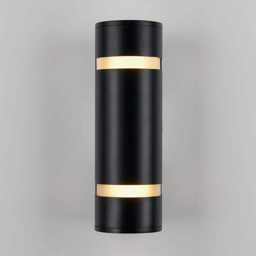 Q1 2-Light Cylinder Black Modern Hardwire Indoor/Outdoor Garage and Porch Light Wall Cylinder Sconce by Artika 7 Q1 2-Light Cylinder Black Modern Hardwire Indoor/Outdoor Garage and Porch Light Wall Cylinder Sconce by Artika - Image 5