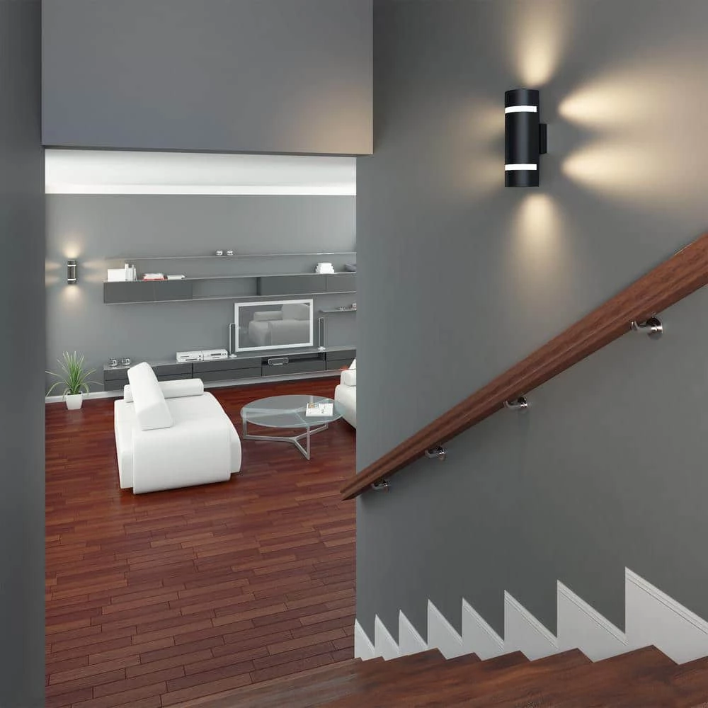 Q1 2-Light Cylinder Black Modern Hardwire Indoor/Outdoor Garage and Porch Light Wall Cylinder Sconce by Artika 6 Q1 2-Light Cylinder Black Modern Hardwire Indoor/Outdoor Garage and Porch Light Wall Cylinder Sconce by Artika - Image 4