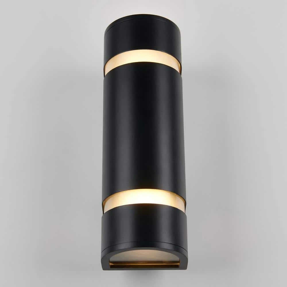 Q1 2-Light Cylinder Black Modern Hardwire Indoor/Outdoor Garage and Porch Light Wall Cylinder Sconce by Artika 8 Q1 2-Light Cylinder Black Modern Hardwire Indoor/Outdoor Garage and Porch Light Wall Cylinder Sconce by Artika - Image 6