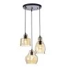 3-Light Vintage Black and Brown Finish Chandelier with Clear Seeded Glass Shades by KINWELL