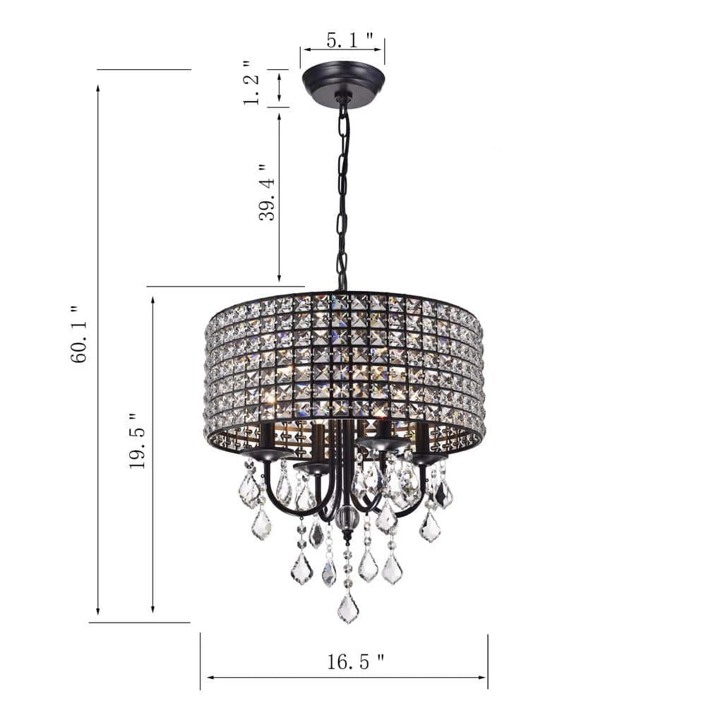 Contemporary 4-Light Black and Brown Finish Chandelier with Metal Shades by KINWELL 6 Contemporary 4-Light Black and Brown Finish Chandelier with Metal Shades by KINWELL - Image 4