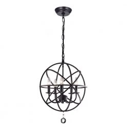 Contemporary 5-Light Black and Brown Finish Chandelier by KINWELL