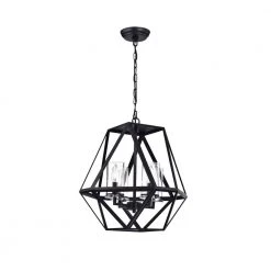 Modern 4-Light Black and Brown finish Chandelier by KINWELL