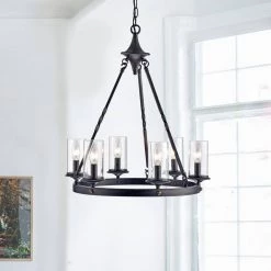Modern 6-Light Black and Brown Finish Chandelier by KINWELL -KINWELL shop black and brown finish kinwell chandeliers bsc gs020 44 1000