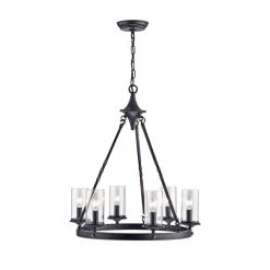 Modern 6-Light Black and Brown Finish Chandelier by KINWELL
