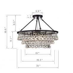 Contemporary 24 in. 9-Light Black and Brown finish Semi-Flush Mount by KINWELL -KINWELL shop black and brown finish kinwell flush mount lights bsc gs016 dbn 1f 1000
