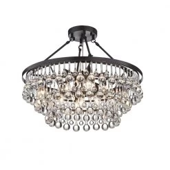 Contemporary 24 in. 9-Light Black and Brown finish Semi-Flush Mount by KINWELL