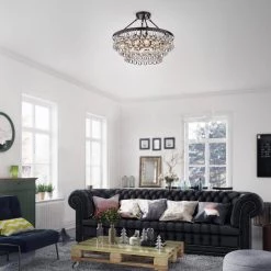 Contemporary 24 in. 9-Light Black and Brown finish Semi-Flush Mount by KINWELL -KINWELL shop black and brown finish kinwell flush mount lights bsc gs016 dbn fa 1000