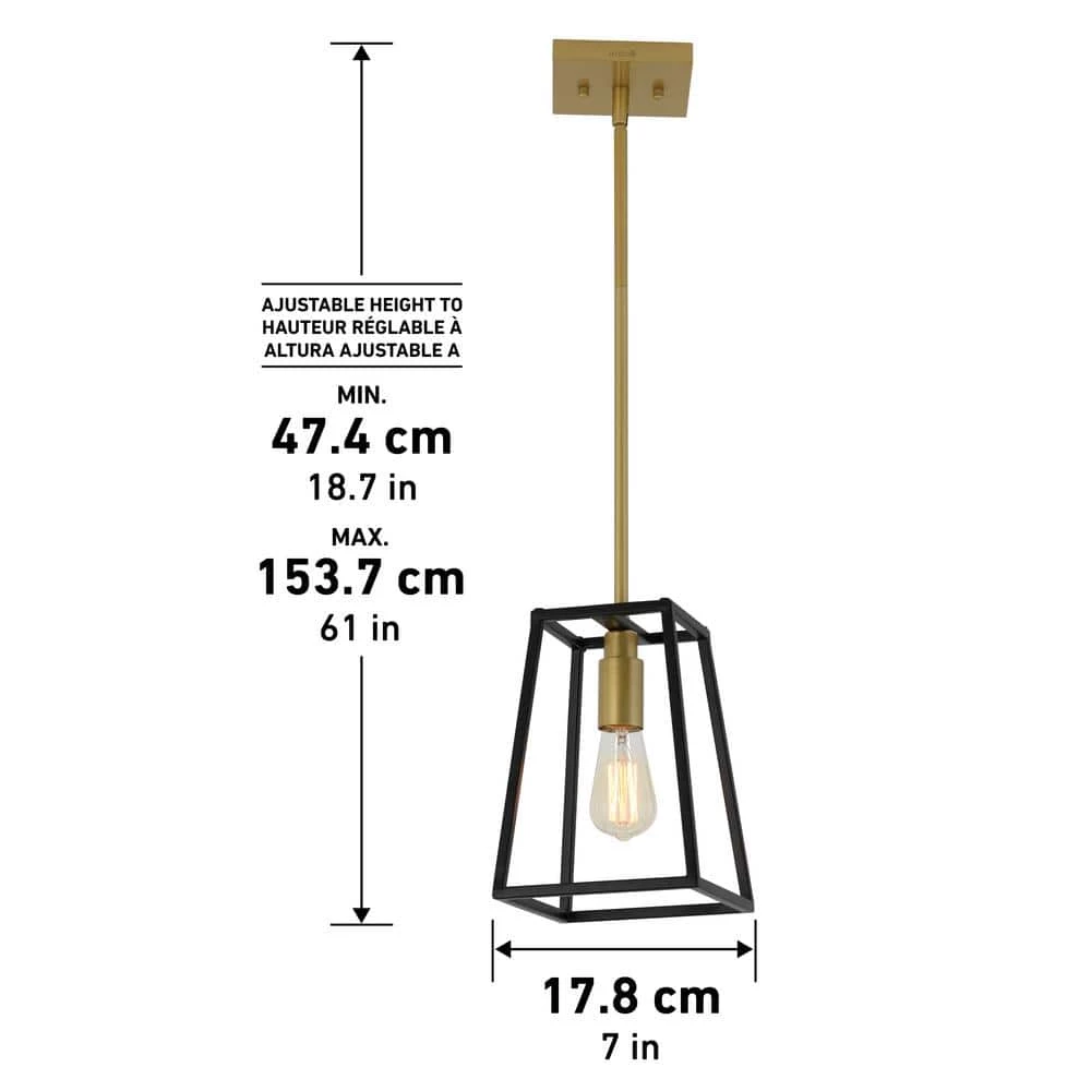 Carter 1-Light Black Cage Rectangle Modern Industrial Hanging Pendant Light for Kitchen Island by Artika 5 Carter 1-Light Black Cage Rectangle Modern Industrial Hanging Pendant Light for Kitchen Island by Artika - Image 3