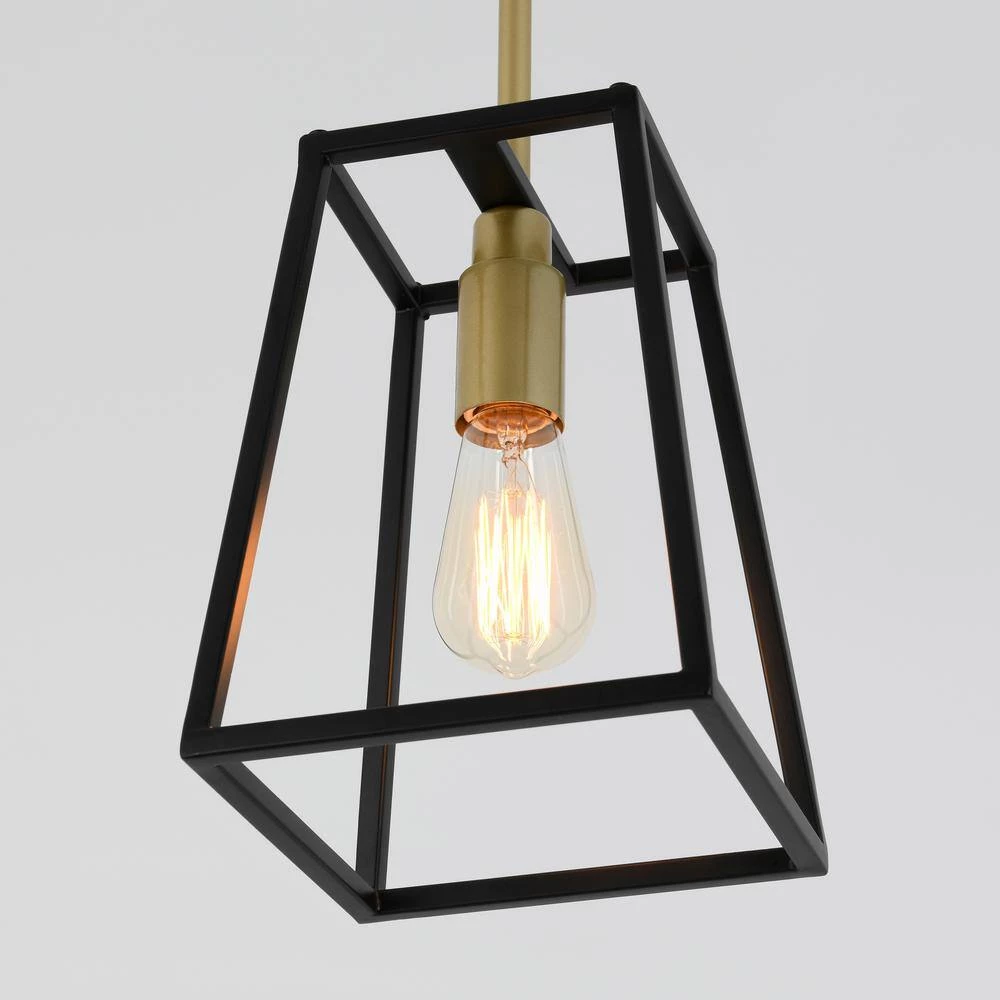 Carter 1-Light Black Cage Rectangle Modern Industrial Hanging Pendant Light for Kitchen Island by Artika 8 Carter 1-Light Black Cage Rectangle Modern Industrial Hanging Pendant Light for Kitchen Island by Artika - Image 6