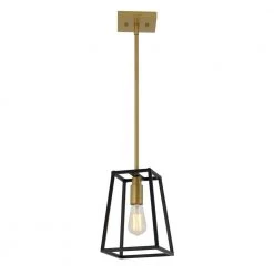 Carter 1-Light Black Cage Rectangle Modern Industrial Hanging Pendant Light for Kitchen Island by Artika