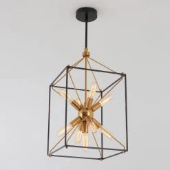 Clyde 9-Light Black Sputnik Modern Industrial Hanging Pendant Light for Kitchen Dining Room by Artika -KINWELL shop black artika chandeliers cly2 1f 1000