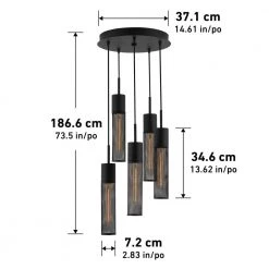 Milton 5-Light Black Shaded Modern Industrial Island Light Hanging Pendant Light Chandelier for Living Room by Artika -KINWELL shop black artika chandeliers mtn5l hd1 40 1000