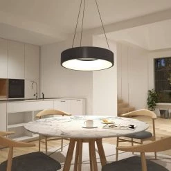 Aiden Drum 31-Watt 1-Light Integrated LED Black Hanging Pendant Light by Artika 21 Aiden Drum 31-Watt 1-Light Integrated LED Black Hanging Pendant Light by Artika -KINWELL shop black artika chandeliers pdt aic hd2bl 31 1000