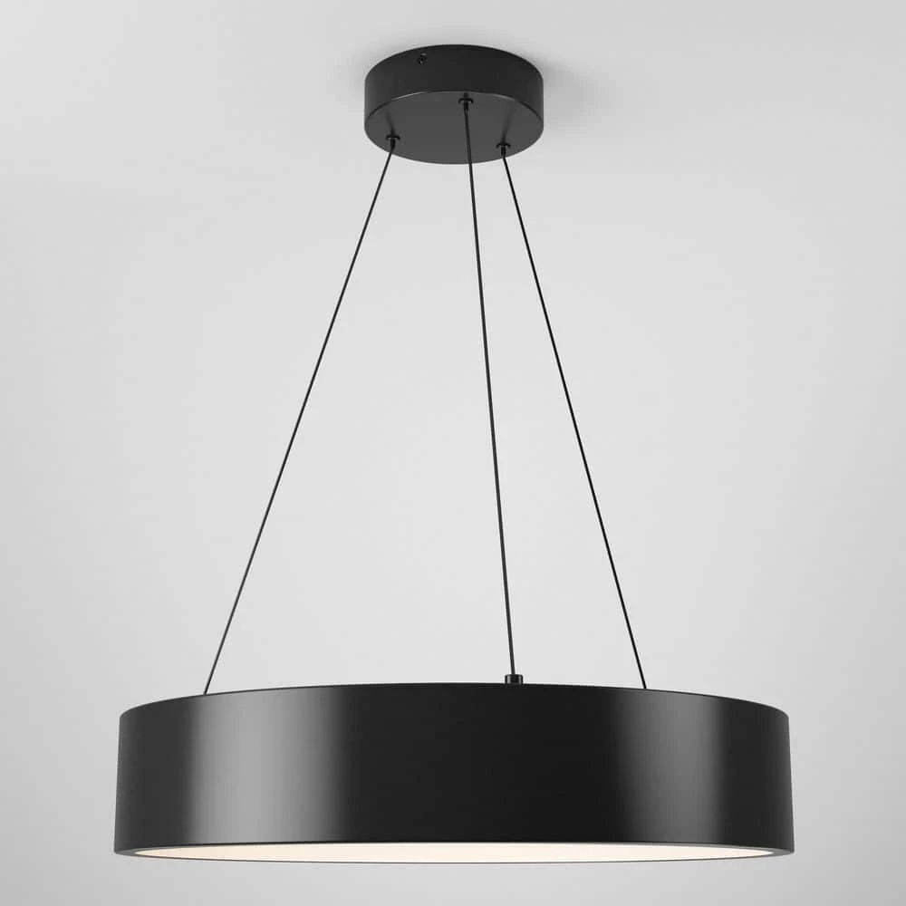 Aiden Drum 31-Watt 1-Light Integrated LED Black Hanging Pendant Light by Artika 6 Aiden Drum 31-Watt 1-Light Integrated LED Black Hanging Pendant Light by Artika - Image 4