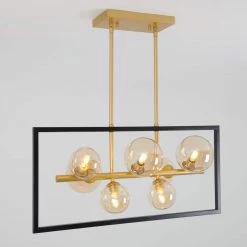 Griffintown 7-Light Black and Gold Modern Industrial Hanging Pendant Light Farmhouse Chandelier for Living Room by Artika -KINWELL shop black artika chandeliers pdt gr 1f 1000