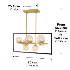 Griffintown 7-Light Black and Gold Modern Industrial Hanging Pendant Light Farmhouse Chandelier for Living Room by Artika -KINWELL shop black artika chandeliers pdt gr 40 1000