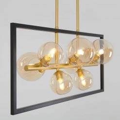 Griffintown 7-Light Black and Gold Modern Industrial Hanging Pendant Light Farmhouse Chandelier for Living Room by Artika -KINWELL shop black artika chandeliers pdt gr 44 1000