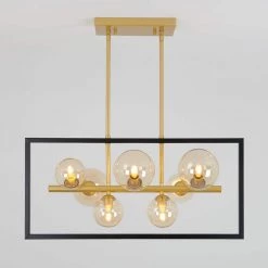 Griffintown 7-Light Black and Gold Modern Industrial Hanging Pendant Light Farmhouse Chandelier for Living Room by Artika -KINWELL shop black artika chandeliers pdt gr c3 1000