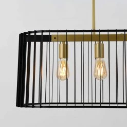 Gatsby 5-Light Black and Gold Cage Modern Industrial Hanging Pendant Light Island Chandelier for Kitchen Dining Room by Artika -KINWELL shop black artika chandeliers pdt gsb hd2 1f 1000