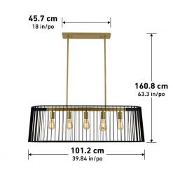 Gatsby 5-Light Black and Gold Cage Modern Industrial Hanging Pendant Light Island Chandelier for Kitchen Dining Room by Artika -KINWELL shop black artika chandeliers pdt gsb hd2 40 1000