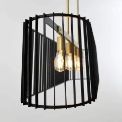 Gatsby 5-Light Black and Gold Cage Modern Industrial Hanging Pendant Light Island Chandelier for Kitchen Dining Room by Artika -KINWELL shop black artika chandeliers pdt gsb hd2 76 1000