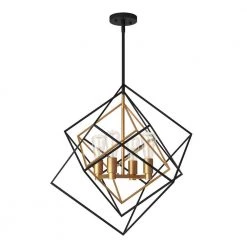 Harmonium 4-Light Black Sputnik Caged Modern Industrial Hanging Pendant Light Chandelier for Kitchen Dining Room by Artika