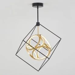 Luxury 29-Watt Integrated LED Black Modern Industrial Island Light Hanging Pendant Light Chandelier for Living Room by Artika -KINWELL shop black artika chandeliers pdt lu hd2 fa 1000