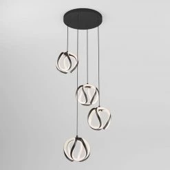 Vivaldi 25-Watt Integrated LED 4-Light Black Modern Hanging Pendant Light Chandelier for Kitchen Dining Room by Artika -KINWELL shop black artika chandeliers pdt4 vic hd2bl 1f 1000