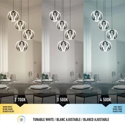 Vivaldi 25-Watt Integrated LED 4-Light Black Modern Hanging Pendant Light Chandelier for Kitchen Dining Room by Artika -KINWELL shop black artika chandeliers pdt4 vic hd2bl c3 1000