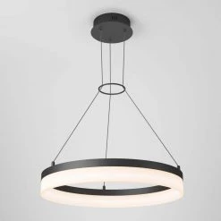 Optical Ring 30-Watt Integrated LED Black Modern Hanging Pendant Light Chandelier for Kitchen Dining Room by Artika 14 Optical Ring 30-Watt Integrated LED Black Modern Hanging Pendant Light Chandelier for Kitchen Dining Room by Artika -KINWELL shop black artika chandeliers rg25wc bl 1f 1000