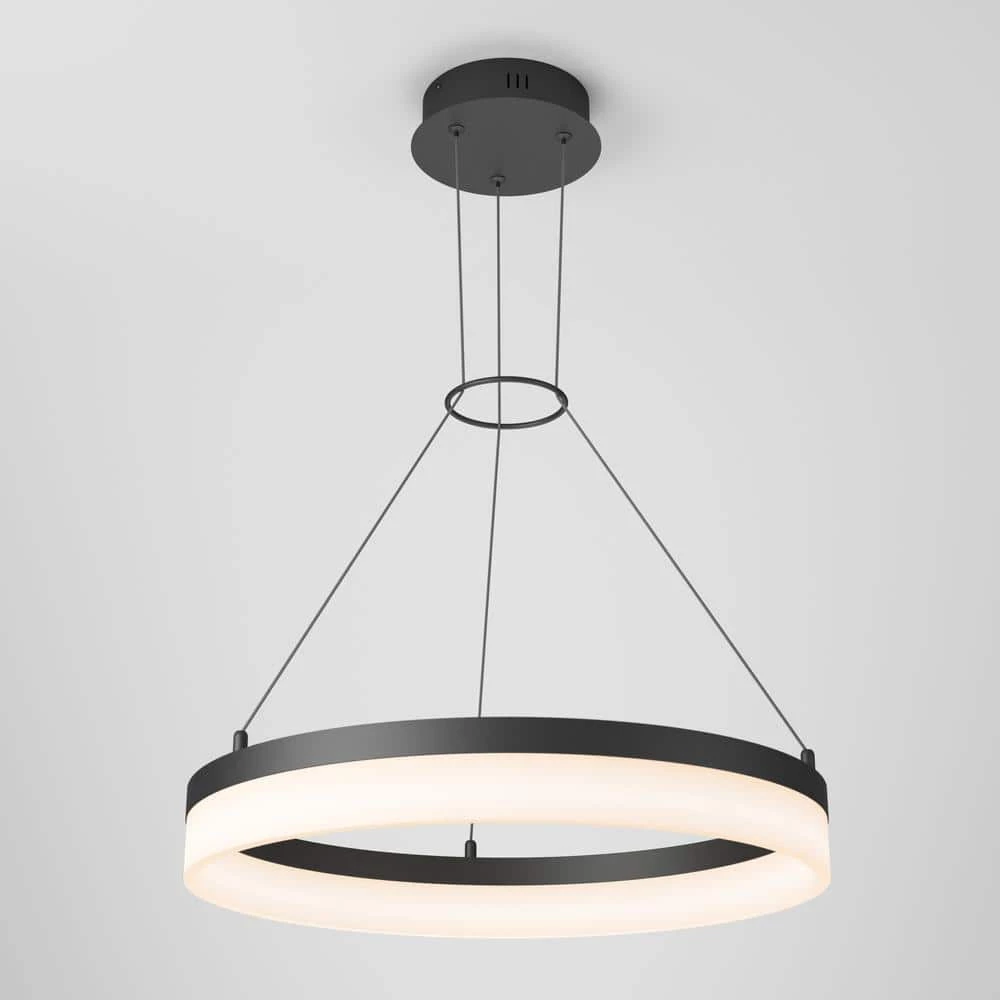 Optical Ring 30-Watt Integrated LED Black Modern Hanging Pendant Light Chandelier for Kitchen Dining Room by Artika 7 Optical Ring 30-Watt Integrated LED Black Modern Hanging Pendant Light Chandelier for Kitchen Dining Room by Artika - Image 5
