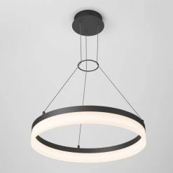 Optical Ring 30-Watt Integrated LED Black Modern Hanging Pendant Light Chandelier for Kitchen Dining Room by Artika 15 Optical Ring 30-Watt Integrated LED Black Modern Hanging Pendant Light Chandelier for Kitchen Dining Room by Artika -KINWELL shop black artika chandeliers rg25wc bl 44 1000