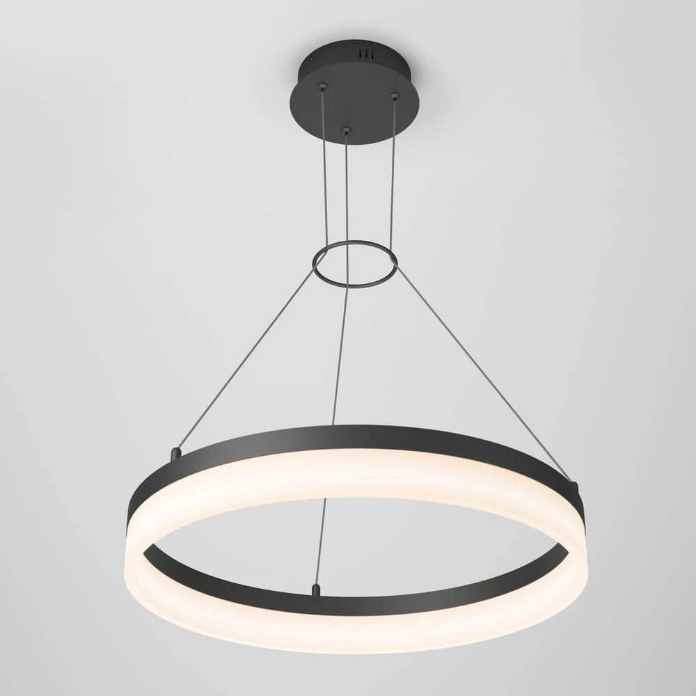 Optical Ring 30-Watt Integrated LED Black Modern Hanging Pendant Light Chandelier for Kitchen Dining Room by Artika 8 Optical Ring 30-Watt Integrated LED Black Modern Hanging Pendant Light Chandelier for Kitchen Dining Room by Artika - Image 6