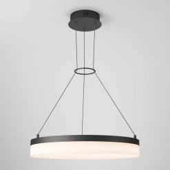 Optical Ring 30-Watt Integrated LED Black Modern Hanging Pendant Light Chandelier for Kitchen Dining Room by Artika 13 Optical Ring 30-Watt Integrated LED Black Modern Hanging Pendant Light Chandelier for Kitchen Dining Room by Artika -KINWELL shop black artika chandeliers rg25wc bl 4f 1000